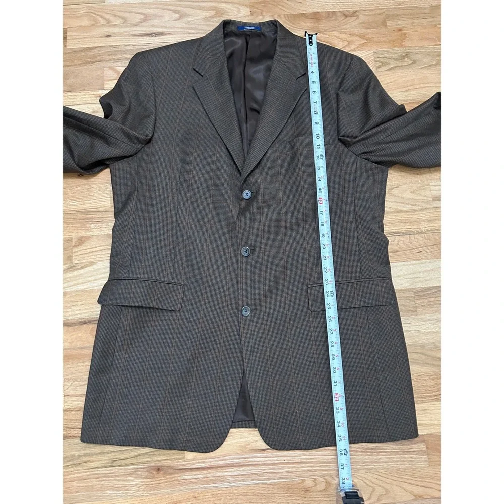 Ted Baker London Nordstrom Mens 46XL Brown Glen Plaid 3 Button Blazer Jacket